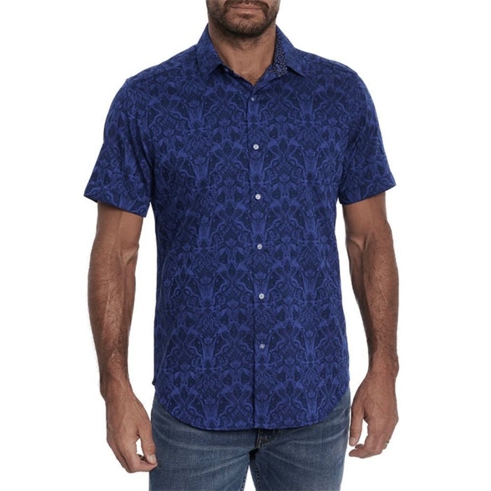 NWOT Men's Robert Graham Highland Button Front Navy Floral Shirt Size SMALL